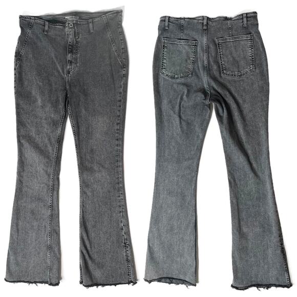 Free People We The Free Level Up Slit Slim Flare Jeans Ridge Grey size 32 - Picture 7 of 16